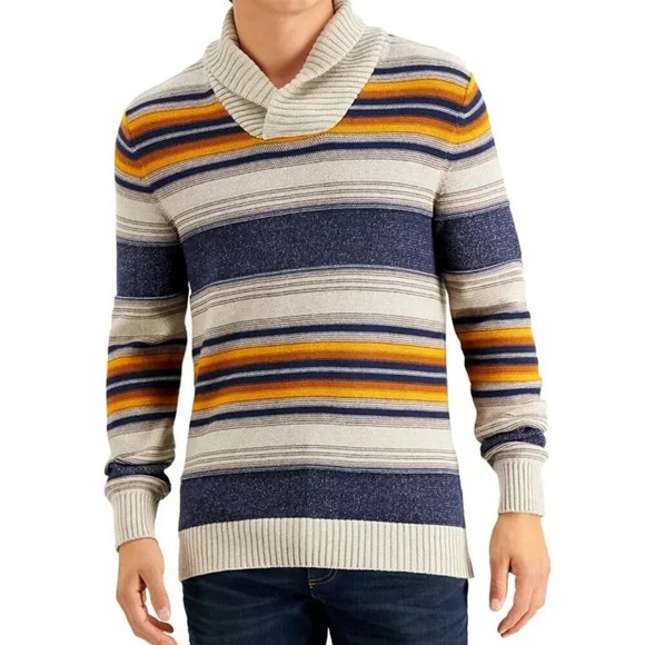 Sun + Stone Southwest Blanket Stripe Shawl Collar Sweater NWT Size Large - Picture 1 of 7